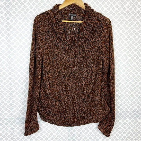 NWOT Eileen Fisher Marled Organic Cotton Blend Funnel-neck Sweater In Nutmeg - Picture 3 of 11